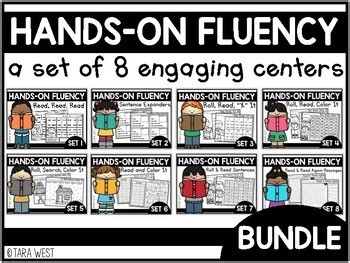 Fluency Centers Bundle | Hands-On, Roll and Read, Sentence Pyramids, Passages