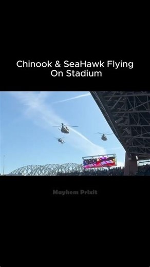 Chinook & SeaHawk Flying On Stadium 🏟️#helicopter #airforce #military #usa #shorts