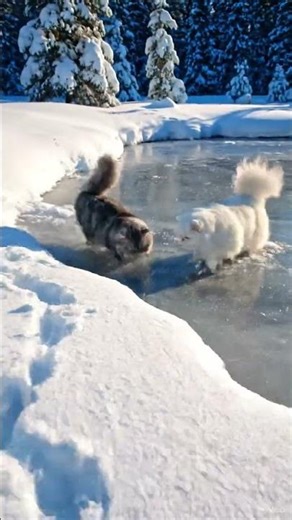 Fluffy Cats Exploring the Winter Wonderland ❄️🐱