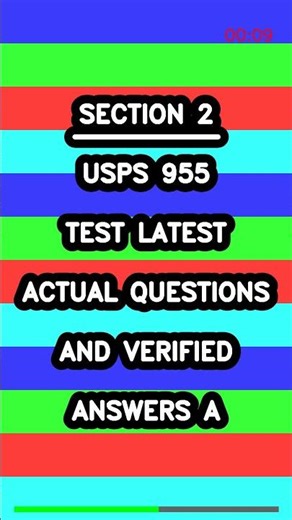 Usps 955 Test Latest Actual Questions And Verified Answers A Latest
