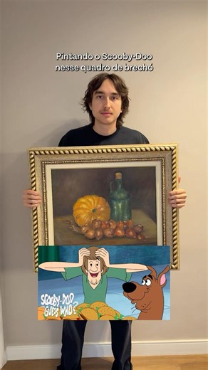 Painting Scooby-Doo and Shaggy in this thrift store painting.