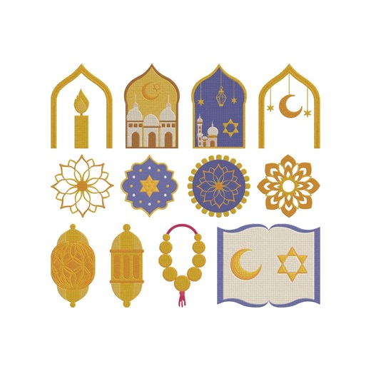 Religious Islamic Element Embroidery Design, Islamic Jewish Symbol Decor Machine Embroidery File, 12 Design, 9 Size, Instant Download - Etsy