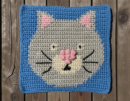 Crochet Cat Square Pattern PDF, Intarsia Crochet Chart, Motif for Blanket, Pillow, Quiet Book - Etsy