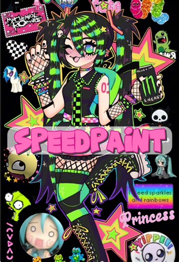 Scene Miku Speedpaint 😵‍💫💚🖤💚🖤 - - #speedpaint #animecore #hatsunemiku #scenekid #scenequeen
