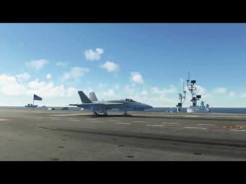 Microsoft Flight Simulator 2020 F-18 taking off and landing on aircraft carrier