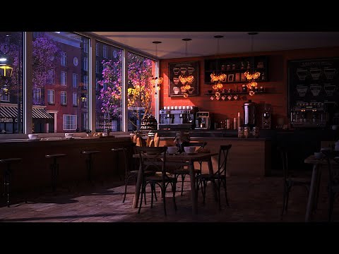 Rainy Night and Coffee Shop Ambience with Rain Sounds & Relaxing Jazz Music
