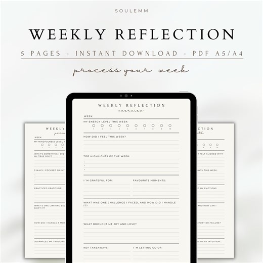 Weekly Reflection Journal: Personal Growth Prompts (PDF Download) - Etsy New Zealand