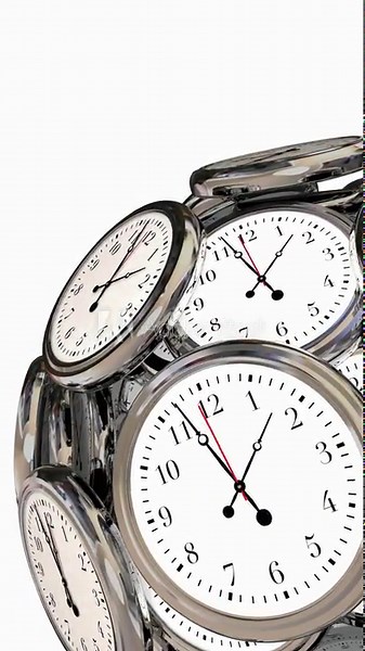 Clocks Passing Time Past Future Now Turning Sphere Vertical 3d Animation