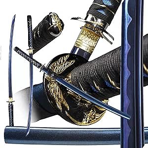 swoid-1045/1060 high Carbon Cold Steel Swords Full Hand Forged Traditional Samurai Knives Japanese ，Swords Real Weapons，Sharp,Full Tang,Functional, Blue