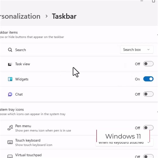 Windows 11 Taskbar Items