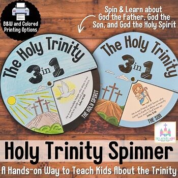 Holy Trinity Bible Craft for Kids - Spinner | Father Son & Holy Spirit Activity