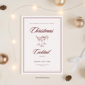 Christmas Cocktail Party Invitation | Personalized Holiday Invite | Festive Xmas Digital Invitation | Elegant Party Invite | Custom
