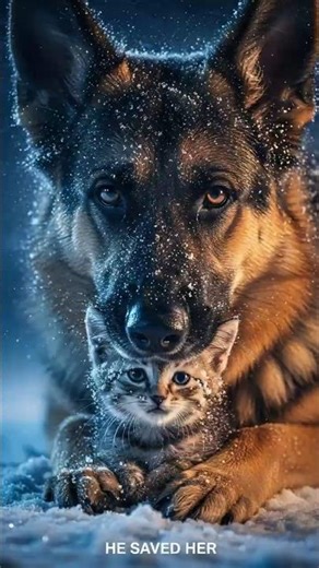 Shepherd Dog Saves Freezing Kitten in the Snow ❄️🐱 | Real Hero