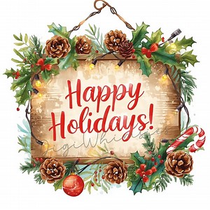 12 Happy Holidays Clipart: Holiday Signage Greetings Graphics (JPG Digital Download) - Etsy Canada