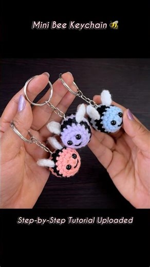 Tiny Crochet Bee Keychain 🐝 | Easy Amigurumi Bee #shorts
