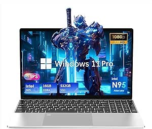 15.6 Inch Laptop Computer 2025 Intel 11th Gen N95(Up to 3.4GHz), 16GB RAM, 512GB SSD, Backlit Keyboard, Fingerprint Reader, FHD 1080P IPS Display, Thin Laptop & Thin for Work, Gaming, Business