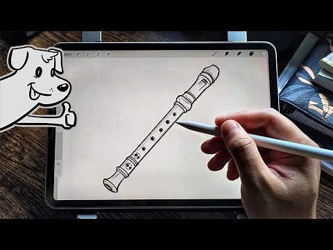 How to draw recorder (musical instrument) 🪈