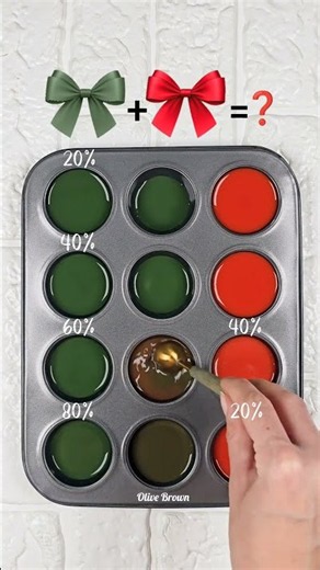What Happens When You Mix Green and Red? 🎨🌿❤️ 4 New Colors! #colorpalette #colormixing #satisfying