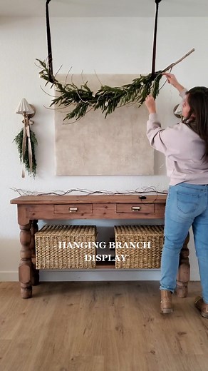 DIY Hanging Branch Display for Christmas Decor