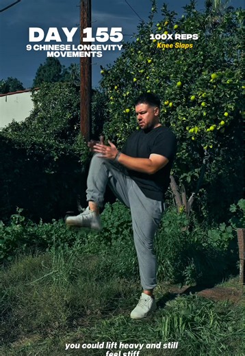 Day 155: Strength fades. Movement lasts. 🧘‍♂️ Took a page out of @ mr.highlevel_ book today so thank you for the motivation and knowledge you share. I’ve always enjoyed doing these types of movements but since I’ve started my journey I’ve been adding them to my routine more and more. The benefits have been more noticeable. Homework: 100 reps each ( can break it down into 4 sets if easier) - Lymphatic hops - Dead arms - Knee slaps - Body waves - Arm twists - Trunk twists - Arm raises - Arm hails