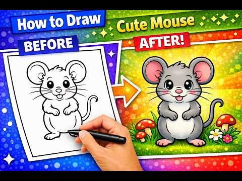 I Drew a Cute Mouse… 🐭❤️ (Before vs After Drawing!)