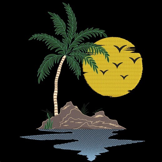 Tropical Palm Tree Embroidery Design | Island Beach Machine Embroidery File DST PES - Etsy