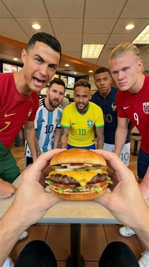 Os Jogadores Cercando Seu Lanche 😂🍔 #POV #Messi #CristianoRonaldo #Neymar #Mbappe #Haaland #Trending