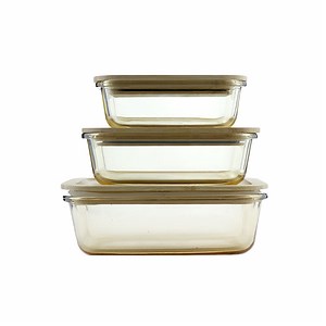 [Hot Item] Round and Rectangle Glass Food Storage Containers - Glass Storage Containers with Sealed Bamboo Lids Glass Cupcake Carriers