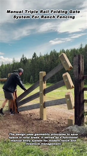 Manual Triple Rail Folding Gate System For Ranch Fencing