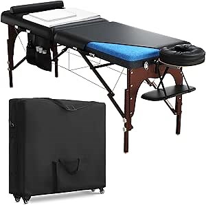 Luxton Home Premium Memory Foam Massage Table - Rolling Travel Case, Washable Sheets, Thicker & Wider