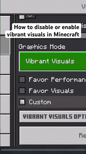 How to disable or enable vibrant visuals in Minecraft! #gaming #music #minecraft #tutorial