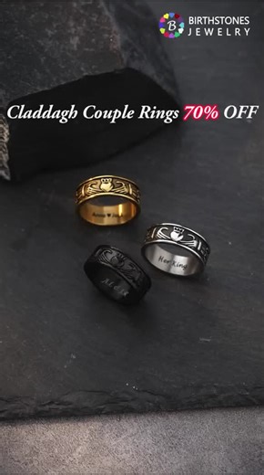 The Claddagh Rings for couple are symbol of love and loyalty. It features two hands holding a heart and a crown. Hands represent friendship and commitment.