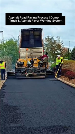 Asphalt Road Paving Process | Dump Truck & Asphalt Paver Working System.