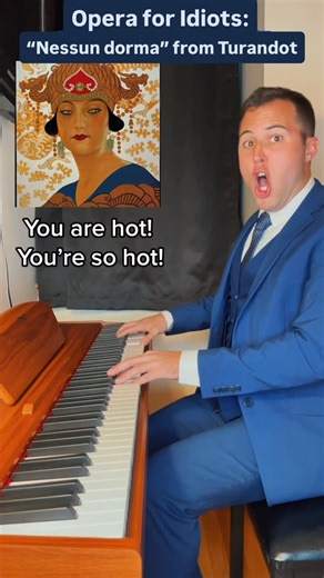Brandon Lambert on Instagram: "Everyone knows the epic melody of “Nessun dorma” from Puccini’s Turandot, but almost no one knows what the heck this guy is actually singing about. That’s where Opera for Idiots comes in: I tell you what’s going on, you learn some opera, and we both have fun. Will he win the heart of the super-hot princess who literally murders people who flirt with her? Stay tuned. #opera #turandot #puccini #operaforidiots #funny #classicalmusic"