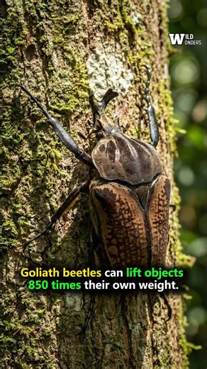 Goliath beetles use incredible strength to lift objects hundreds of times heavier than themselves showing unmatched power in the insect world. #InsectLife #NatureFacts #WildLife #Strength #FBLifestyle | Wild Wonders