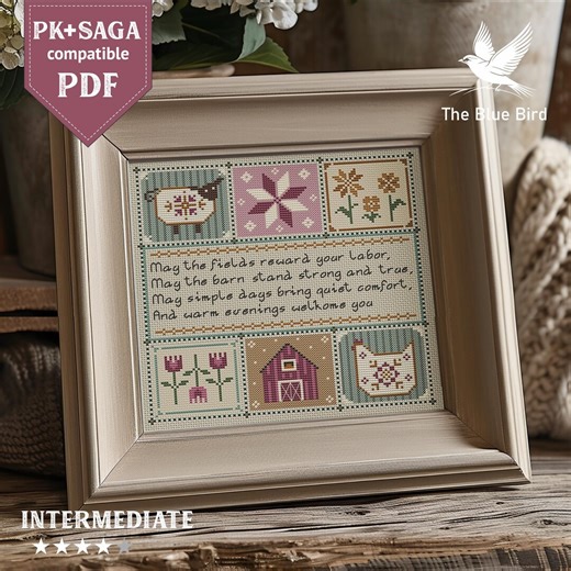Primitive Farm Sampler Cross Stitch Pattern – Rustic Farmhouse Barn PDF Chart - Etsy Canada