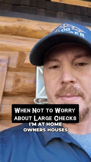 Here's when you shouldn't worry about large checks. #loghomemaintenancetips #LogCabin #loghomemaintenance #logcabinrestoration #loghomerestoration | Log & Timber Solutions