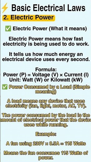 Electric Power Explained | Power Consumption of Load | Easy Formula with Examples" #current #voltage
