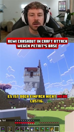 Rewinside crashes due to Petrit's base in Craft Attack #shorts