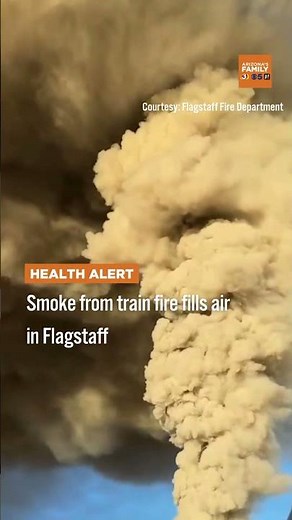Smoke spreads in Flagstaff from train engine fire #arizona #azfamily #train #flagstaff