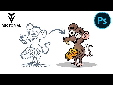 Draw a mouse cartoon in Adobe Photoshop with Wacom tablet cth-480