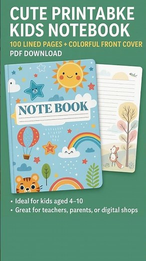 Make Writing Fun! 🖍️ Cute Printable Notebook for Kids | 100 Pages PDF for School & Journaling