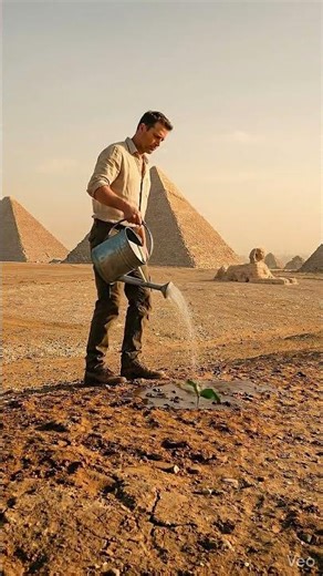 A Flower Bloomed Between the Egyptian Pyramids #pyramidsofegypt #sunset #desert #travel