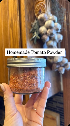 This homemade tomato powder is a great zero waste recipe! Tomato powder is made using what is essentially a waste product, which means it’s free. I add this to soups, stews, when making rice, sauces, seasoning mixes, and you can even turn it into tomato paste! Dehydrate @ 160F for about 5 hours to allow your skins to dry to a crisp texture. If using oven to dry your tomato skins you’ll want to set the oven to its lowest temperature. Once your tomato skins or tomato slices are dried to a crisp, i