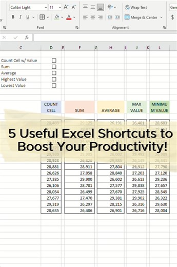 5 Useful Excel Shortcuts to Boost Your Productivity! #Excel #exceltips | Excel Basics
