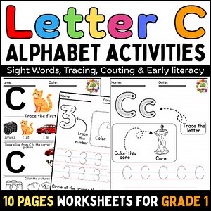 Alphabet Activities | Letter C | Tracing, Counting, Sight Words & Early Literacy