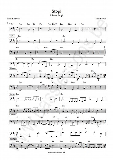 Sam Brown - Stop! | Bass Transcription | Ed Poole