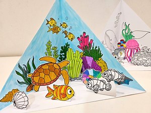 Ocean Coloring Triorama, Printable Coral Reef Scene, DIY Kids Paper Habitat Craft, Kids Ocean Science Project, Ocean Animal Paper Puppets - Etsy