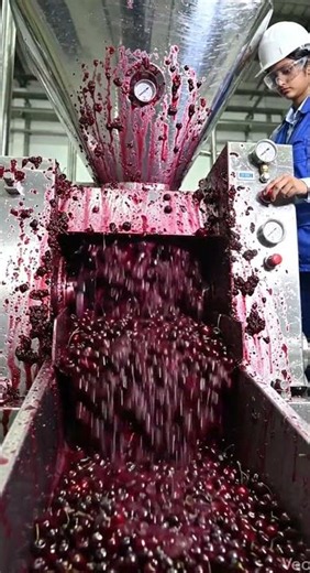 Watch the complete cherry to juice factory processing journey, from fresh cherry selection to washi