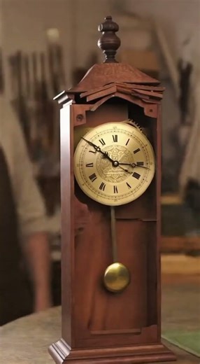 Don’t miss this, Wait for it 🤗 restorer gently repairing a broken antique wooden clock #woodscraft